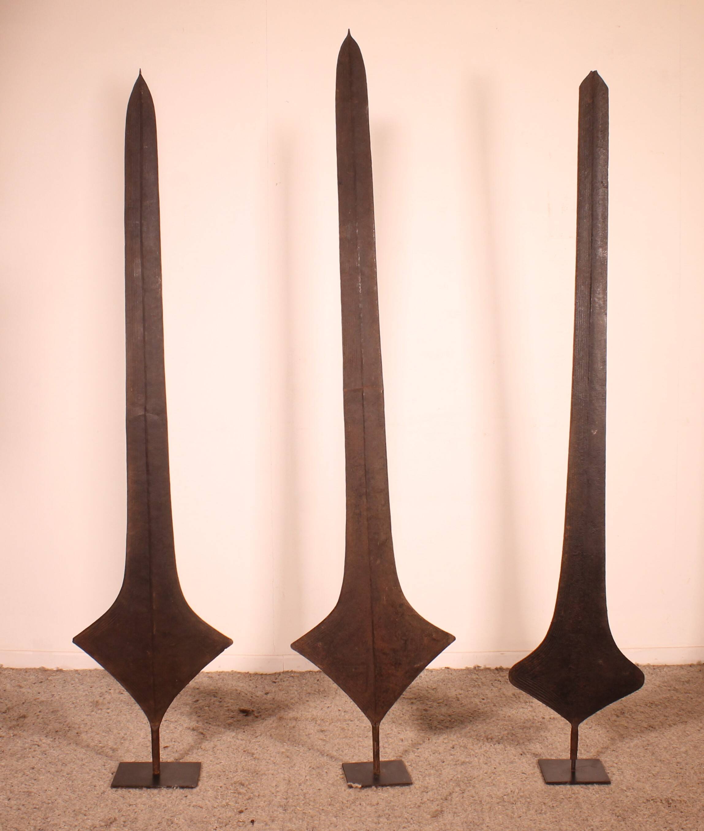 Three Topoke African Sword Coins on Base