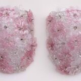 Set of 2 Murano Wall Light Pink Flower by Seguso, 1970