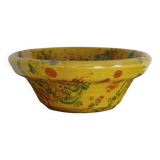 Bol ancien français en faïence de jaspe, couleur ocre jaune