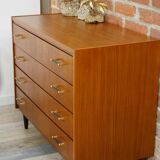 60s teak and brass chest of drawers