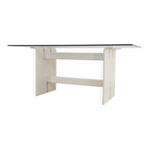 Tavolo Da Pranzo Pierre Cardin Legno E Cristallo Design Anni 70 Modern