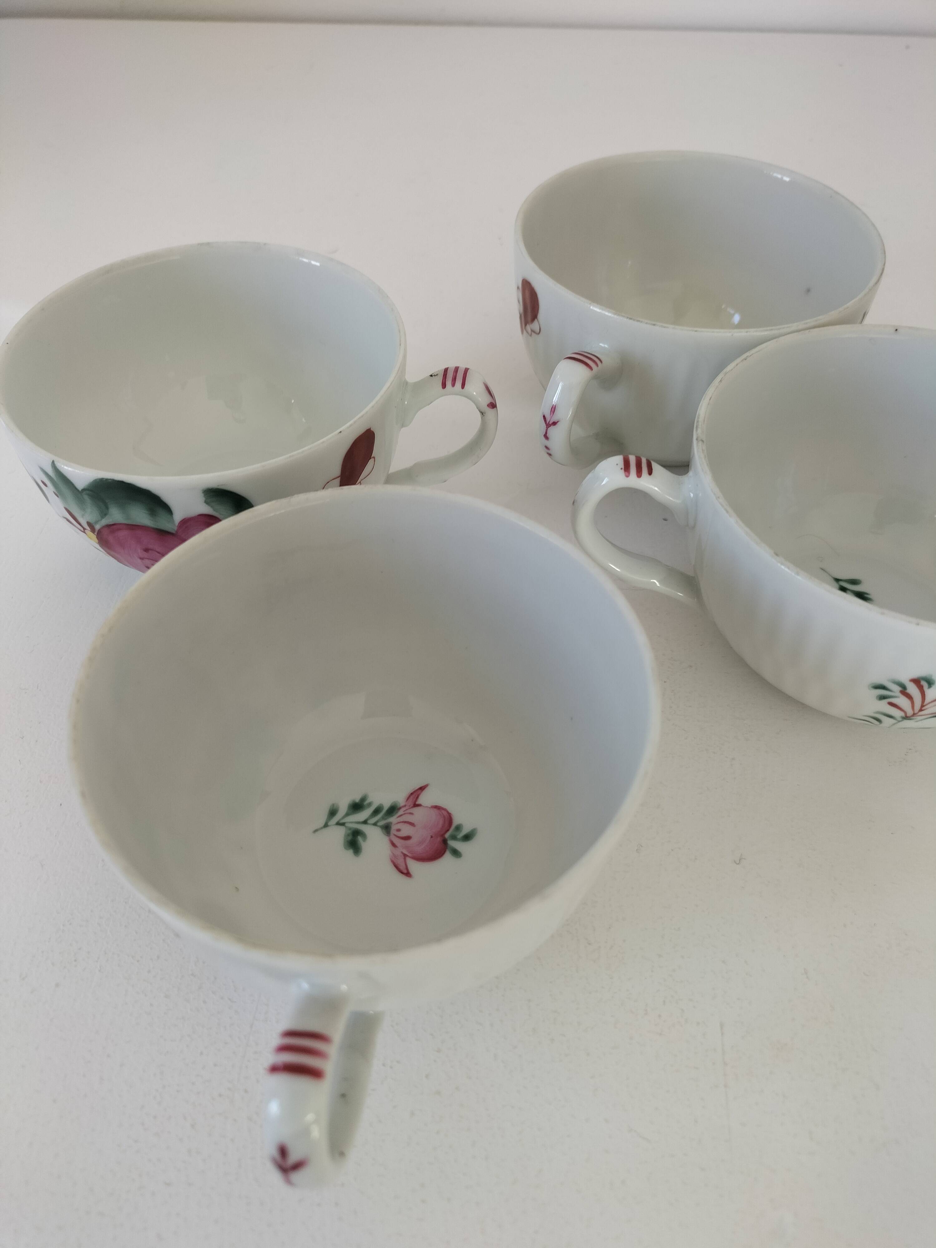 4 tasses scandinaves peintes main Arnold Wiig - Ostfriesland années 50-60