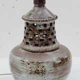 Vintage lamp foot in openwork ceramic email brown gray signed