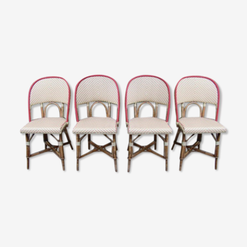 Lot of four old rattan bistro chairs