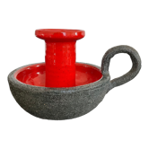 Vintage candle holder in glazed terracotta 70s