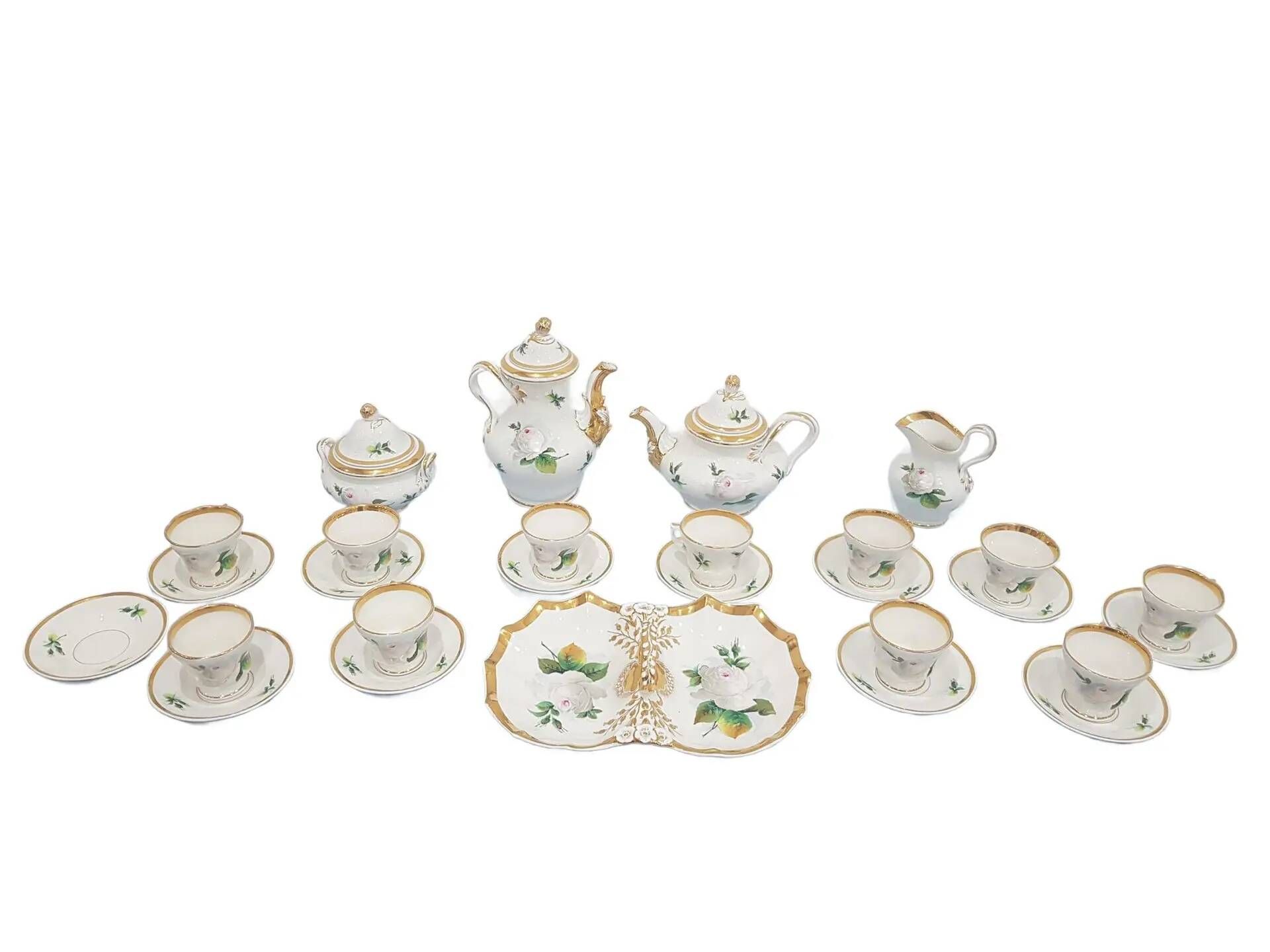 Coffee service set, white porcelain with gilding, KPM, Germany, 19th centur