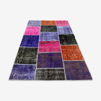 Tapis patchwork turc vintage vintage 150x100 cm laine moyenne