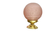 Lampe Art déco en verre rose à décor floral