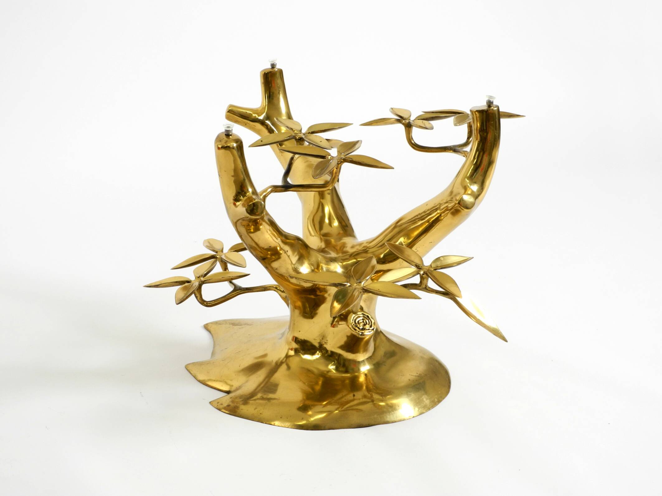 70s coffee table, model Bonsai by Willy Daro, made of brass and fire-gilded