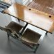 Vintage school desk for 2, fully renovated – Slate top