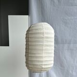 suspension in rattan and Japanese natural linen in the shape of a lantern H50 D30