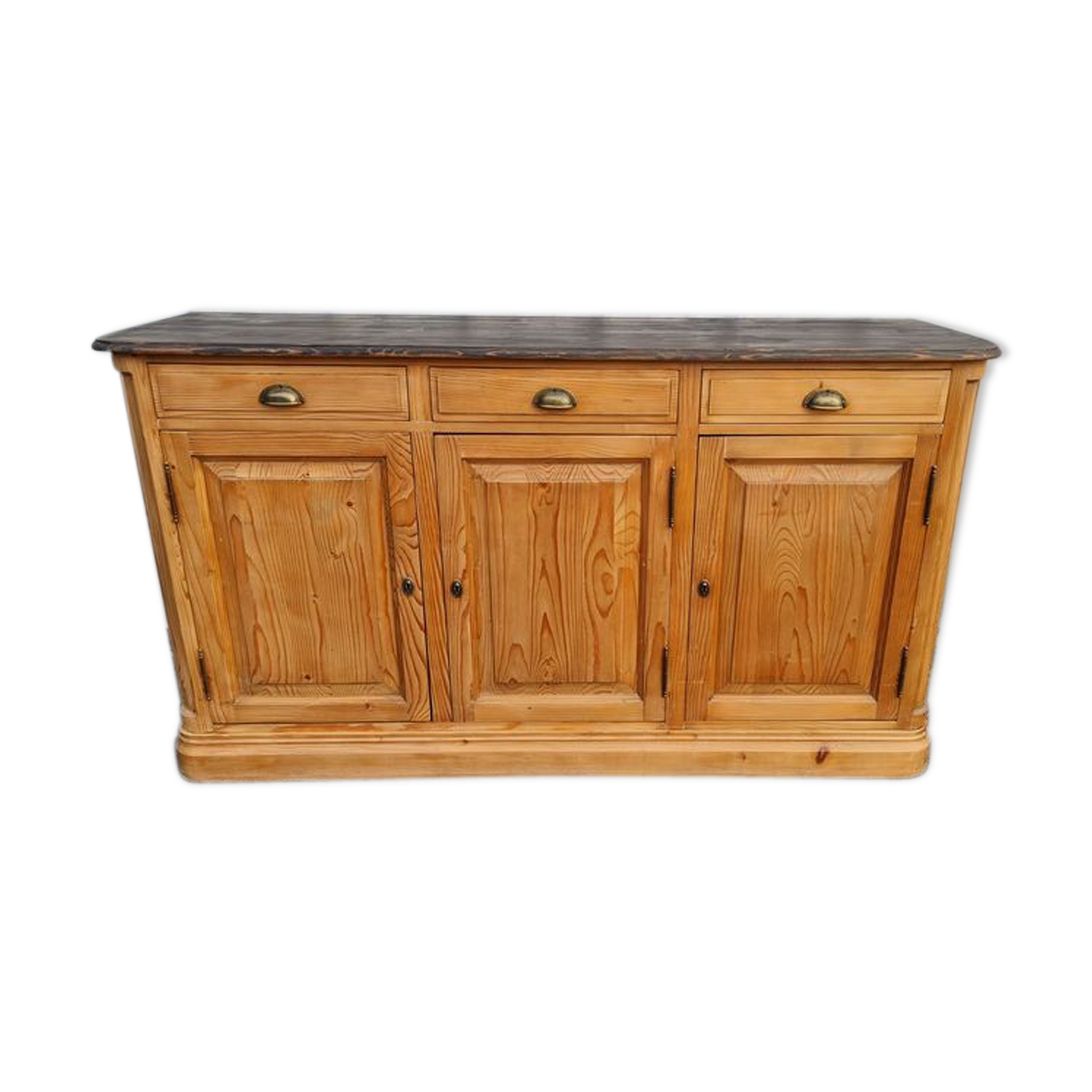 Raw pine sideboard with black patina top