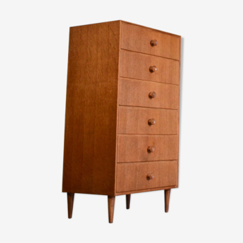 Vintage Meredew Tallboy / Chest Of Drawers in Oak.