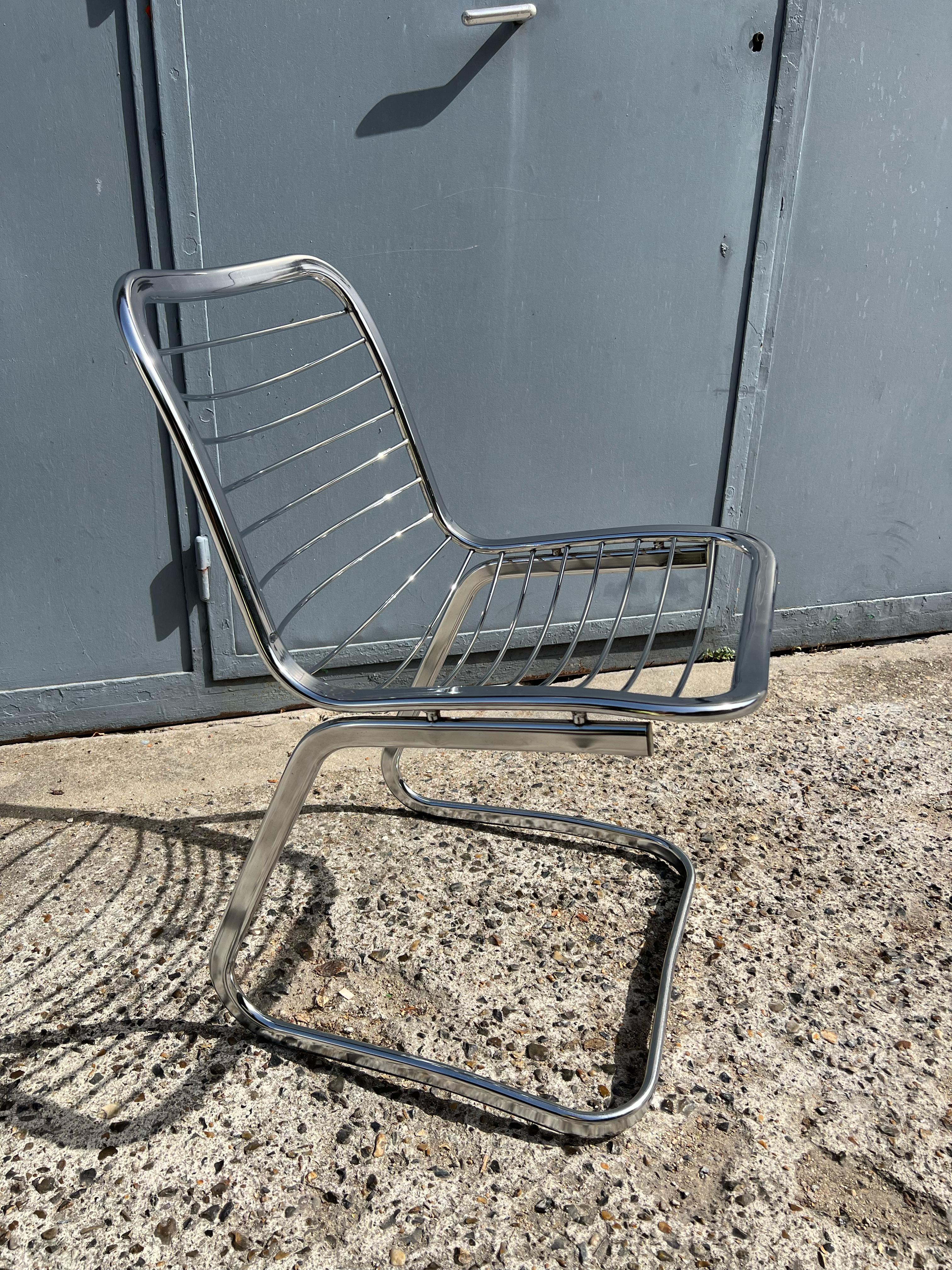 Vintage Italian design chrome metal chair from the 70s