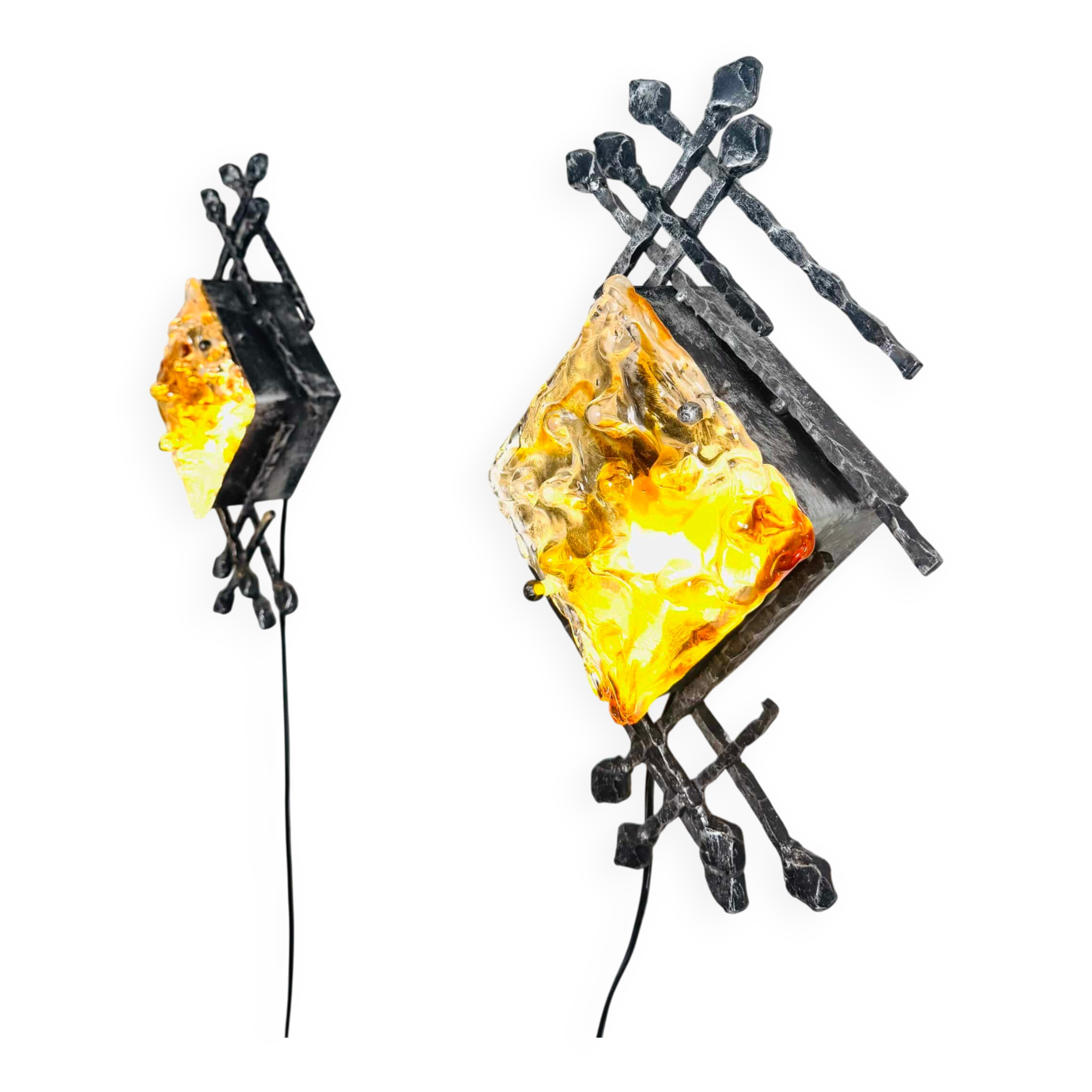 Brutalist Wall Lamps By Tom Ahlström And Hans Ehrlich For A + E Leuchte, Sweden Circa 1960S