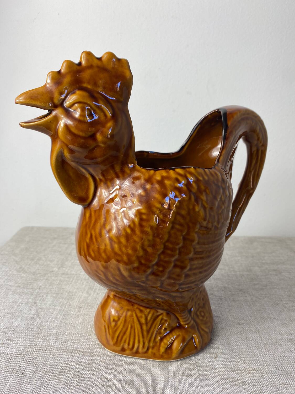 Poet Laval ceramic rooster pitcher