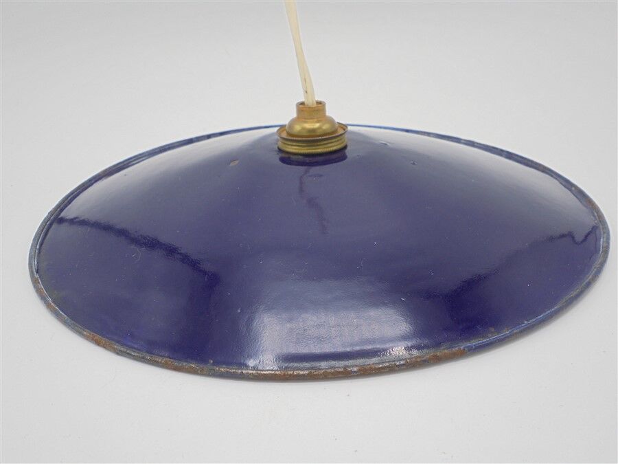 Hanging lamp blue enameled metal