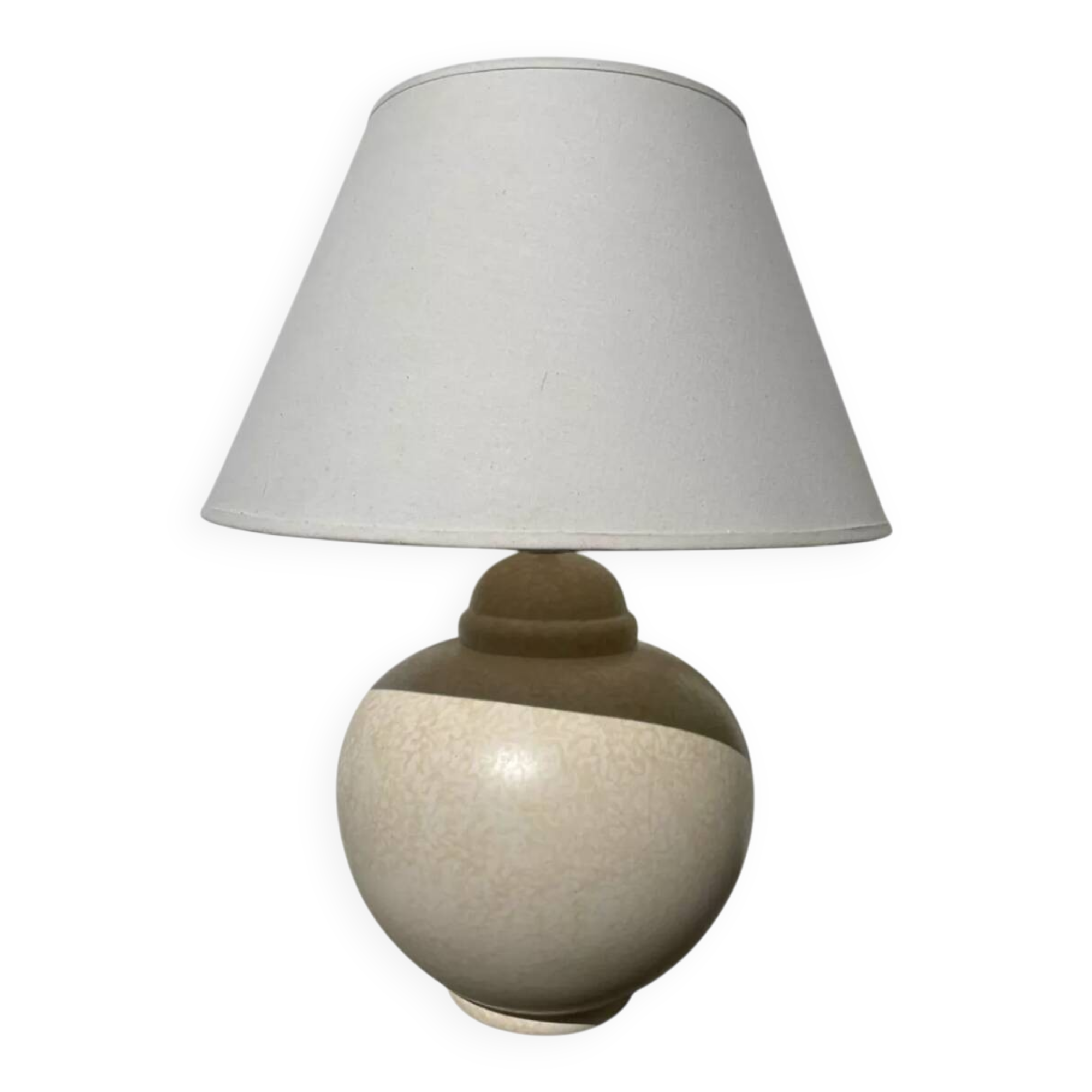 Large lamp signed Kostka vintage beige ceramic sphere