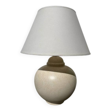 Grande lampe signée Kostka vintage boule en céramique beige