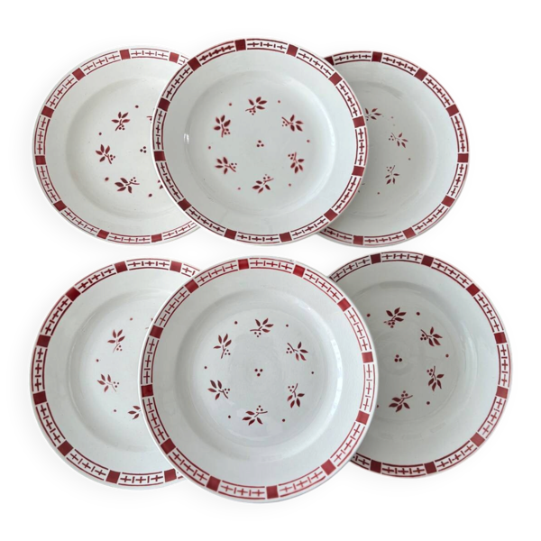 Lot de 6 assiettes plates Sarreguemines & Digoin modèle Dominique