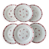 Set of 6 flat plates Sarreguemines & Digoin model Dominique