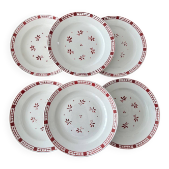 Set of 6 flat plates Sarreguemines & Digoin model Dominique