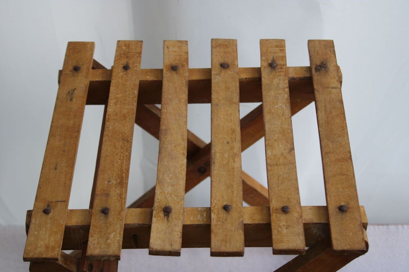 Folding wooden stool