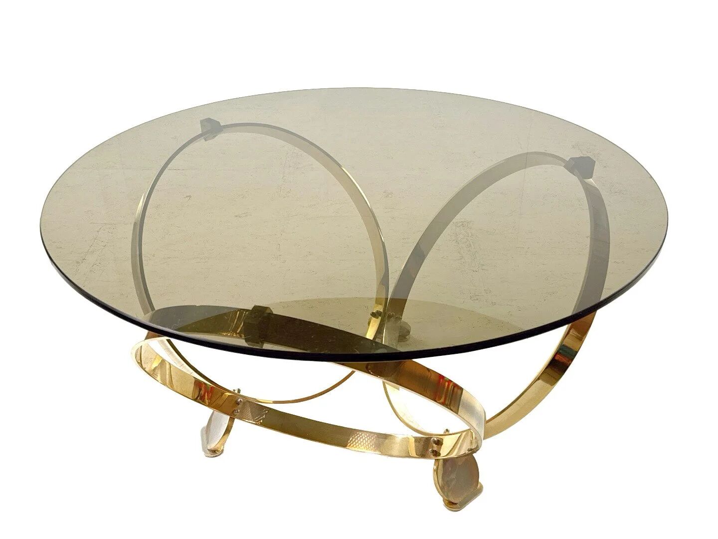 Knut Hesterberg round coffee table in brass with smoked glass