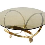 Knut Hesterberg round coffee table in brass with smoked glass