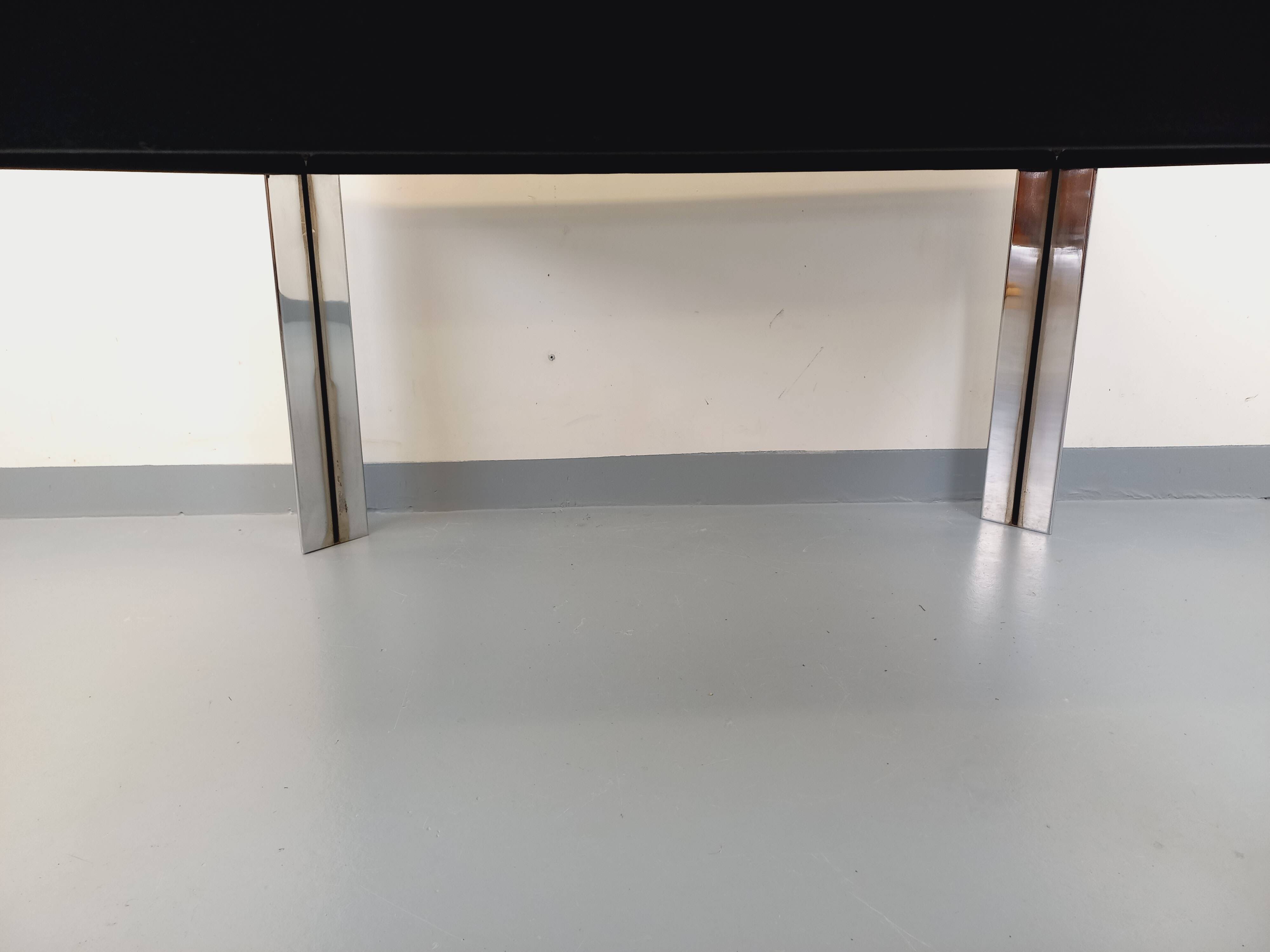 Vintage Italian square dining table by Faleschini for Mariani glass