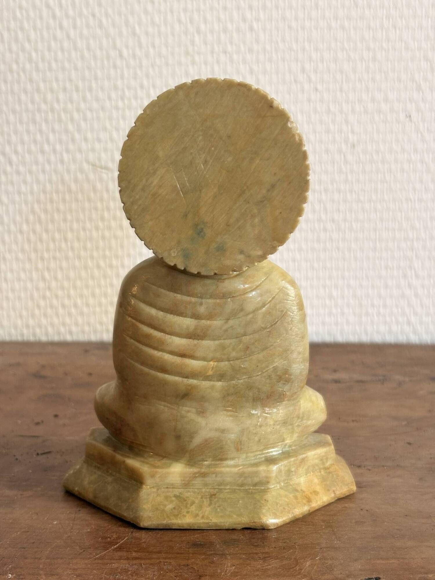 Buddha Sculpture Steatite Stone Lard India Asia Padmasana Abhaya Mudra