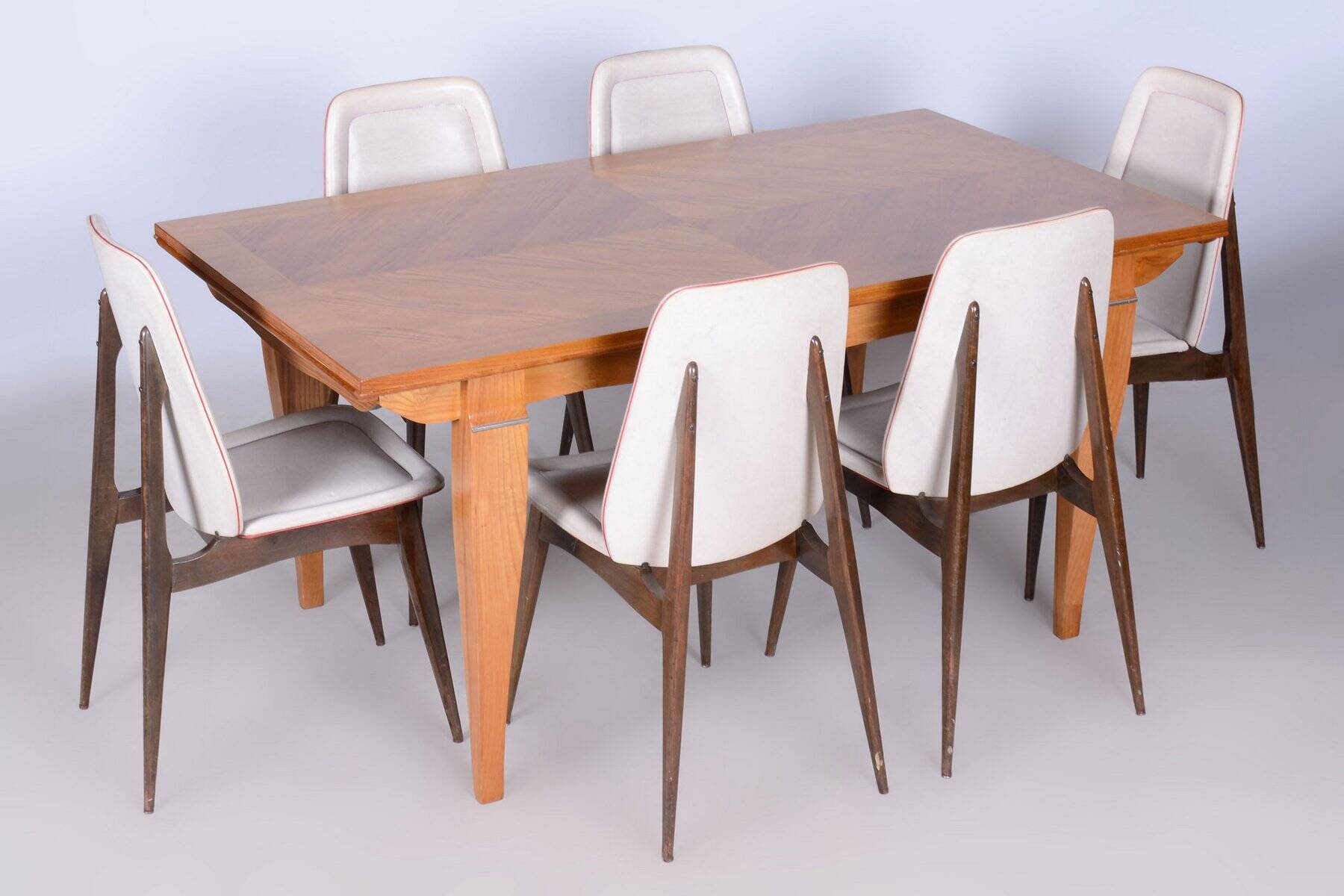 Art Deco Oak & Spruce Folding Table attributed to J. Leleu, France, 1920s
