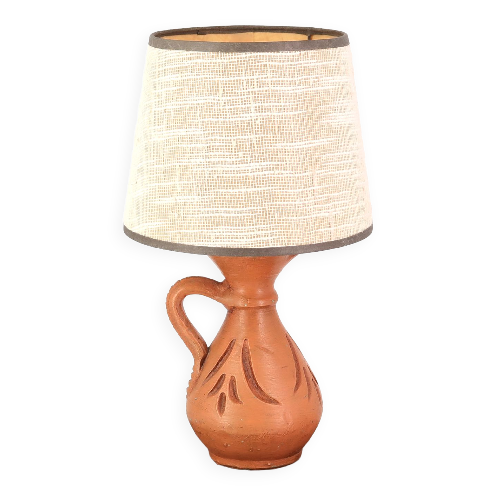 Ceramic lamp, beige lampshade, 60s