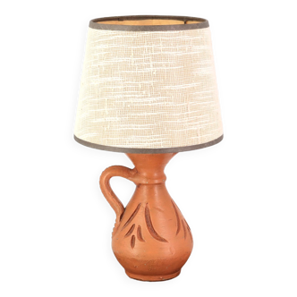 Ceramic lamp, beige lampshade, 60s