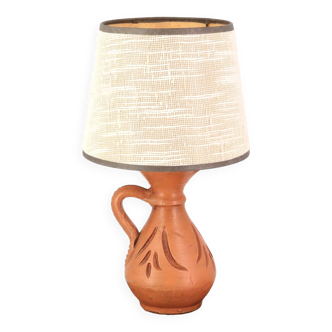 Lampe en céramique, abat jour beige, années 60