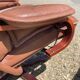 Scandinavian brown leather recliner lounge chair with ottoman, circa 1990