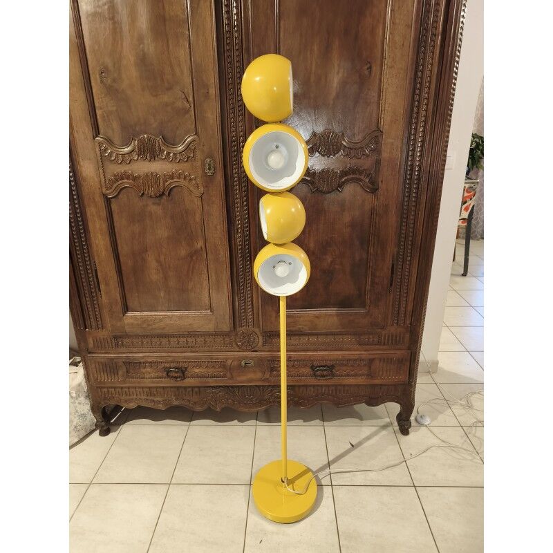 Vintage yellow metal floor lamp