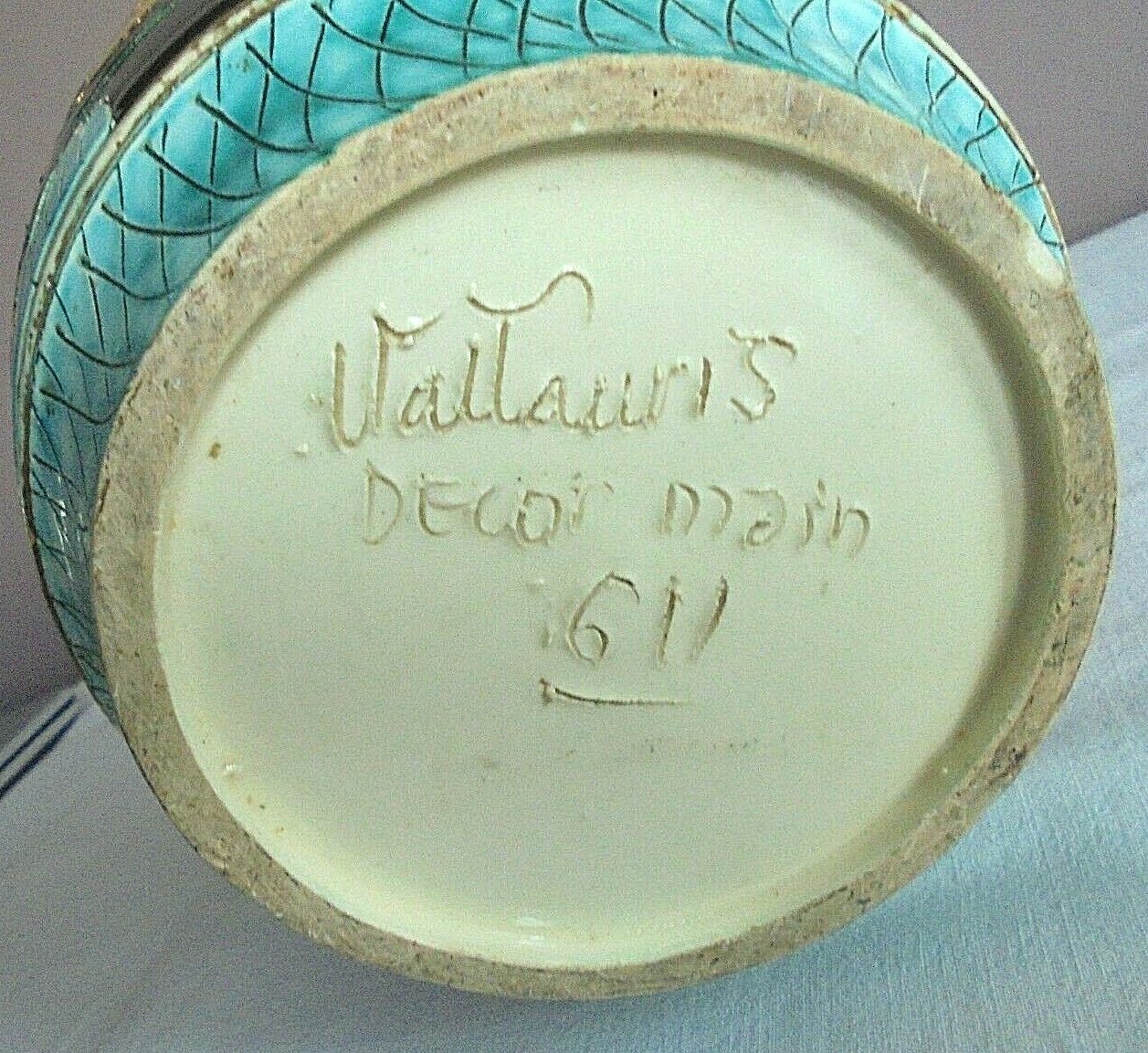 Vase Vallauris Deco hand Patterns flowers with gilding