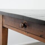 Authentic large French farmhouse antique XXL dining table with two drawers