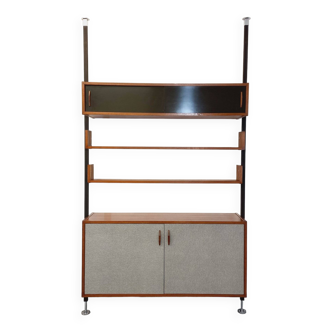 Vintage teak, metal and melamine shelf bookcase from the 60s