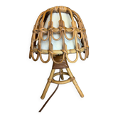 Mid-Century French Rattan and Wicker Table Lamps by Louis Sognot, 1960s,