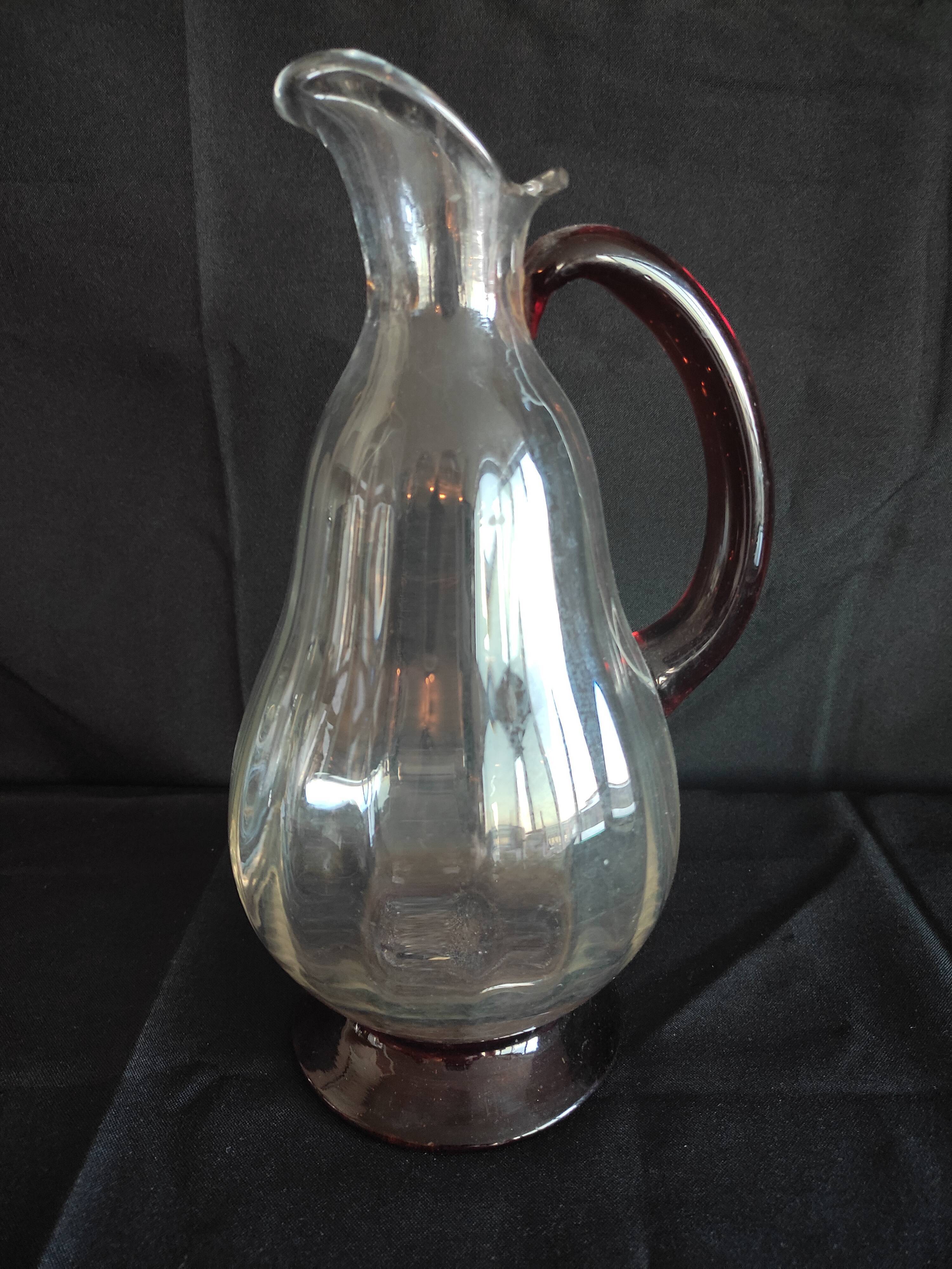 Pichet/carafe en verre bicolore