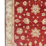 Oriental Wool Ziegler Carpet Handwoven Deep Red Area Rug- 100x152cm