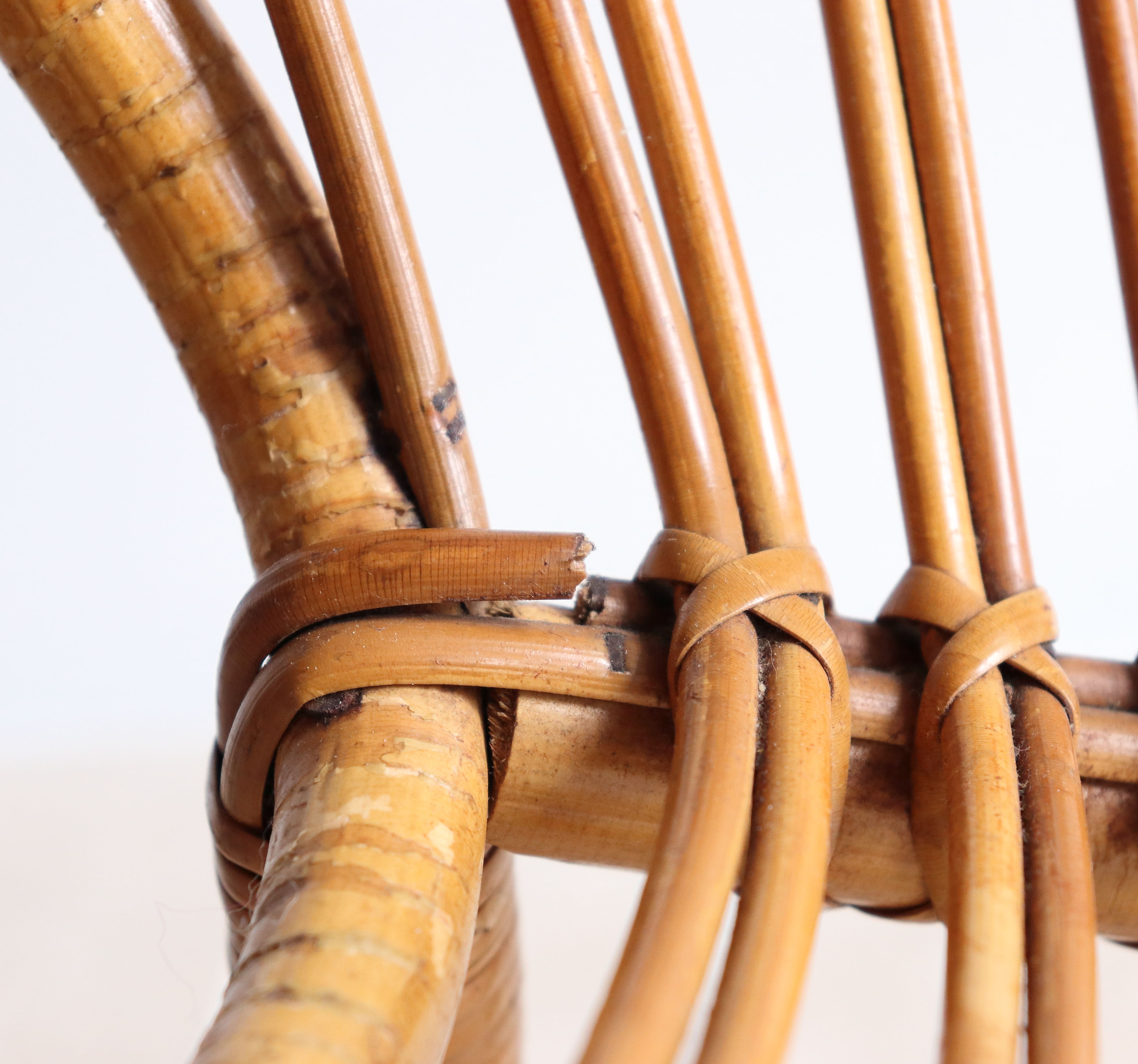 Adult size rattan shell armchair from the 60s