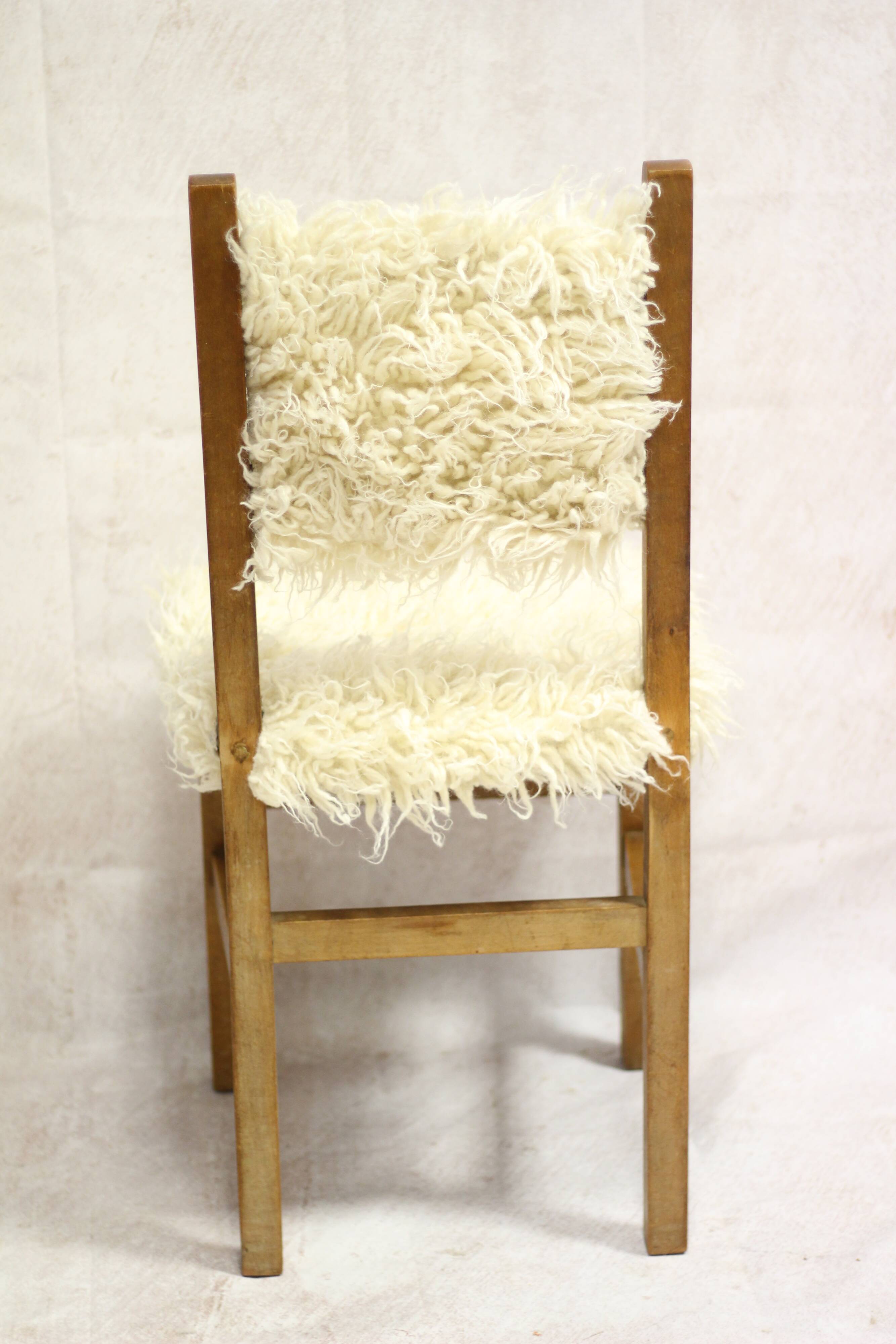 fur and wood chair