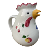 Ceramic rooster pitcher decorated with vintage flowers