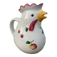Ceramic rooster pitcher decorated with vintage flowers