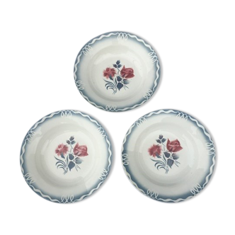 Set de 3 ancienne assiettes creuse Digon Sarreguemines Marinette