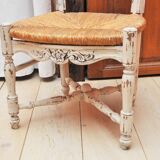 Chair provençale of nanny, mulched, white patina