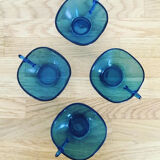 Set de 4 tasses en verre bleu